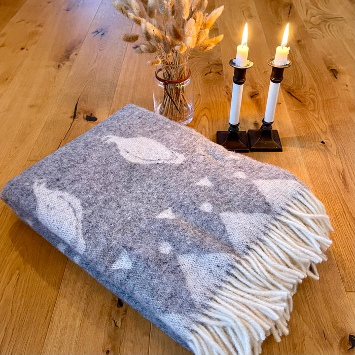Wool blanket, grey/white