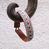 Freja bracelet in cognac reindeer leather. Julevu Sami bracelets from Swedish Lapland